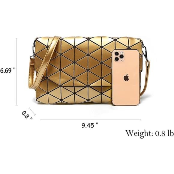 Women's Reflective Crossbody Purse Geometric Daily and Party Handbag - Picture 6 of 6